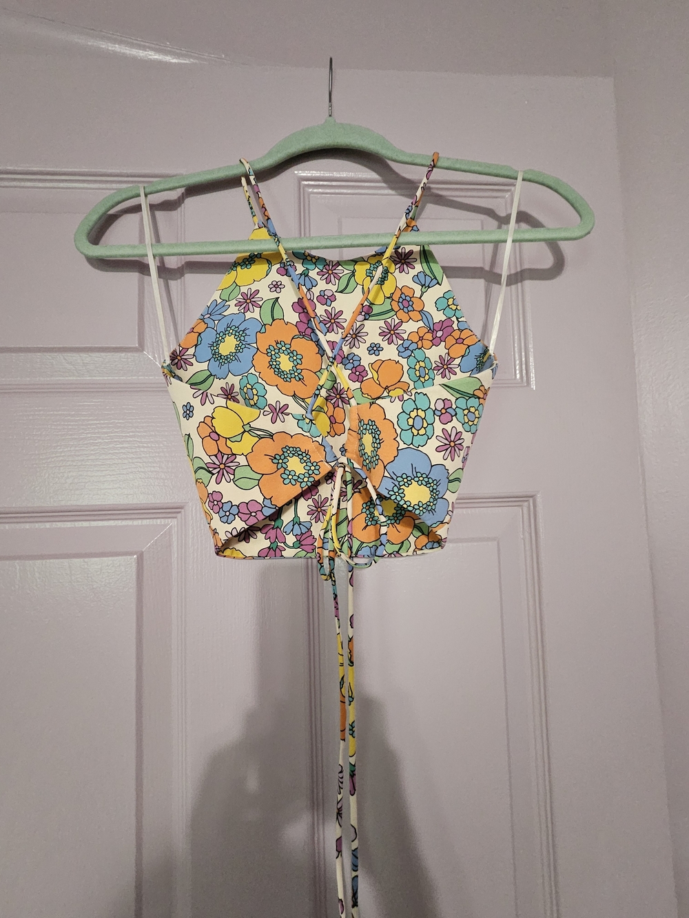 Zara Floral Halter Crop Top - Multicolor - Picture 4 of 6
